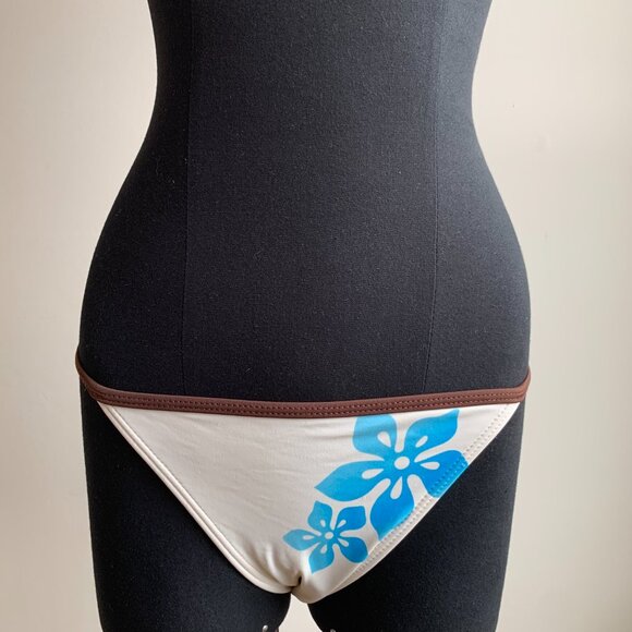 Billabong BLUE CRUSH era Vintage bikini cream & blue floral triangle set RARE - Picture 4 of 6